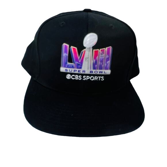 NEW! Superbowl LVIII 2024 CBS News Promo Hat Cap Snapback Black - Picture 1 of 4